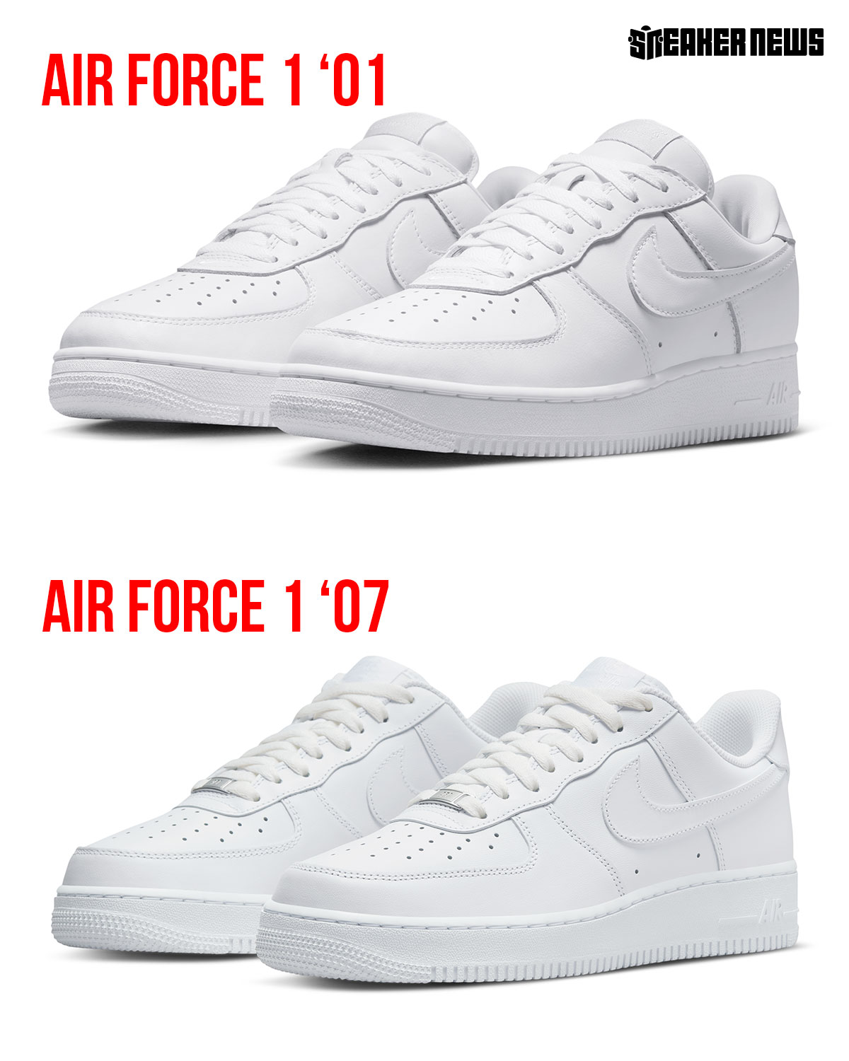 Comparing the Nike Air Force 1 ’01 vs. ’07